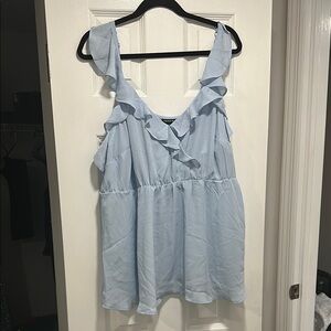 Torrid Blue Ruffled Blouse Relaxed Fit
